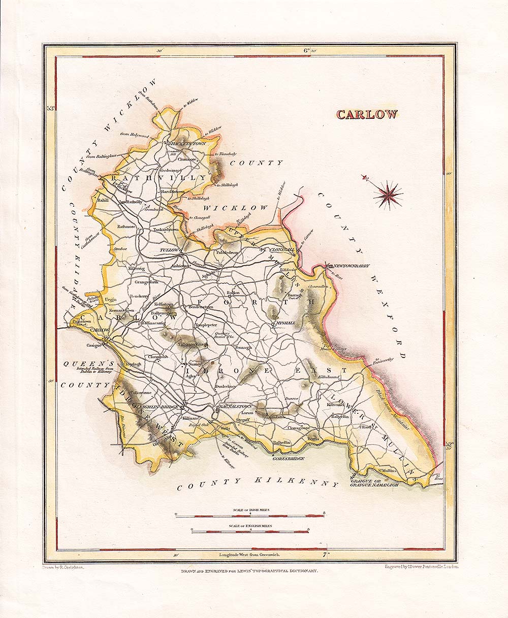 Carlow  -  Lewis Atlas comprising the Counties of Ireland