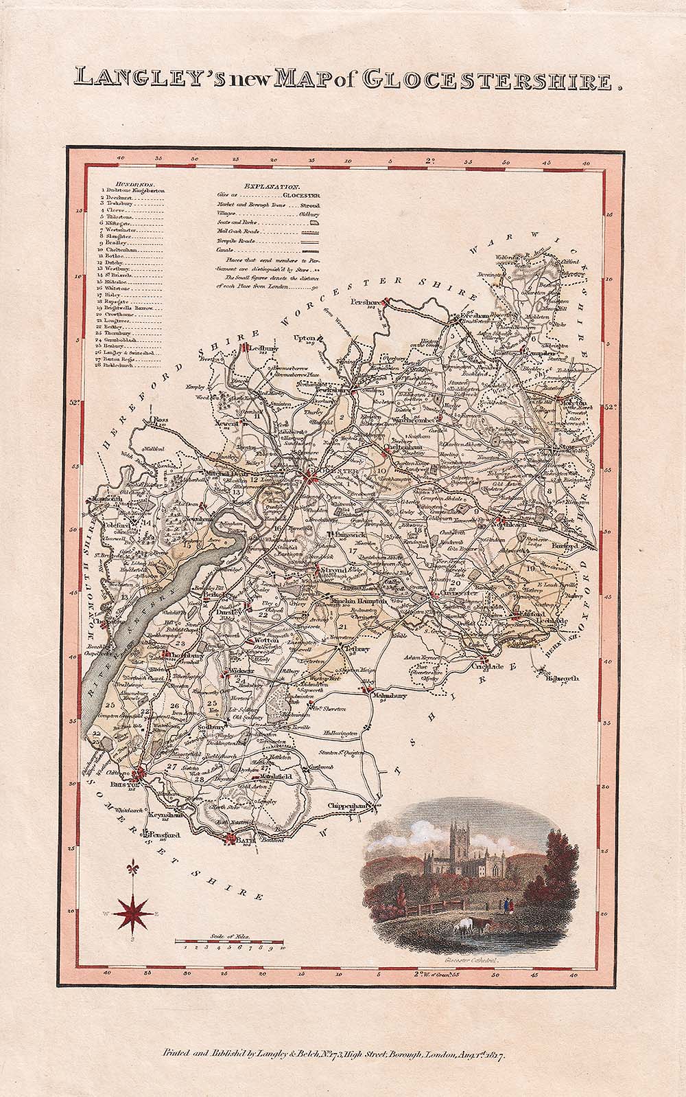 Langley's New Map of Glocestershire  Langley & Belch