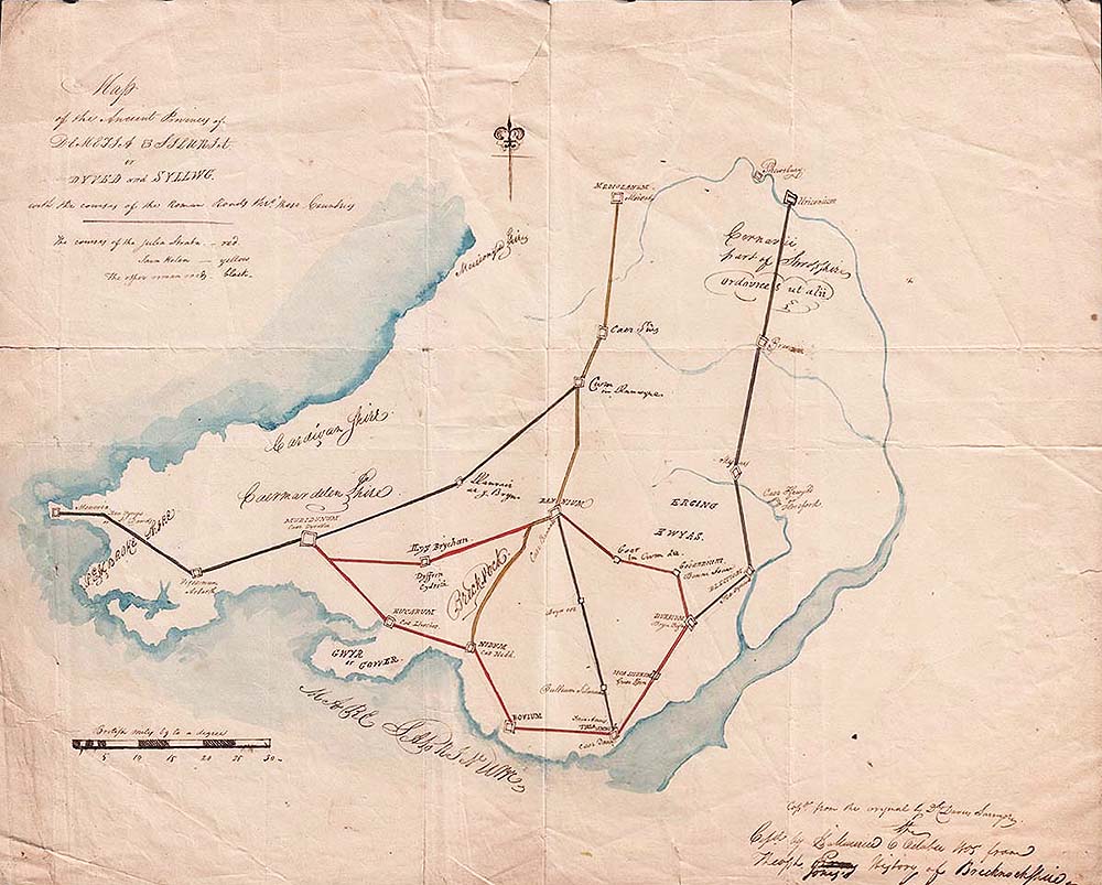 Map of the Ancient Provinces of Demetia & Siluria or Dyved and Syllwg