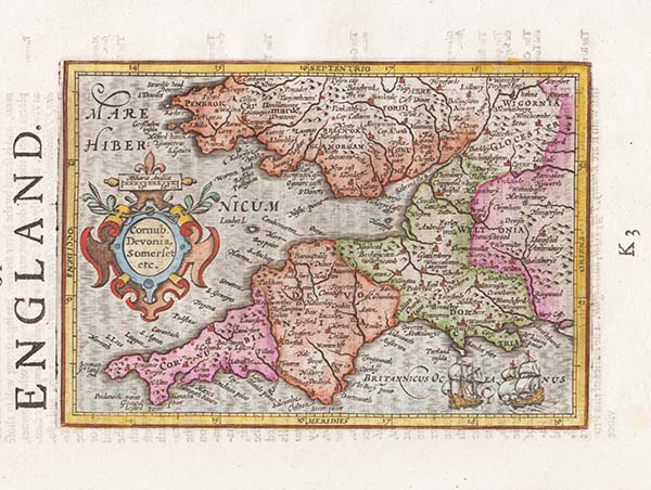 The Fourth  Table of England - Cornub Devonia Somerset etc  -  Gerard Mercator