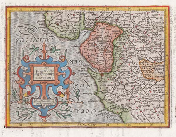 The Fifth Table of England - Eborancum Linconia Derbia Stafford etc - Gerard Mercator 