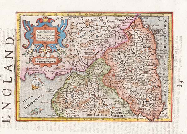 The Second Table of England - Northumbr Cumberlandia Dunelm Episcop  -  Gerard Mercator 