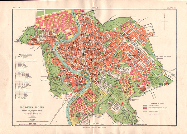Modern Rome showing the Municipal Scheme for the enlargement of the City  1885