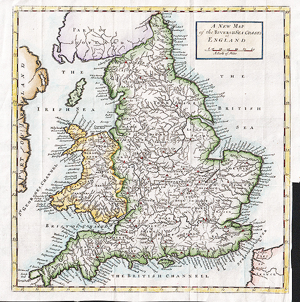 A New Map of the Rivers and Sea Coast of England - Herman Moll 