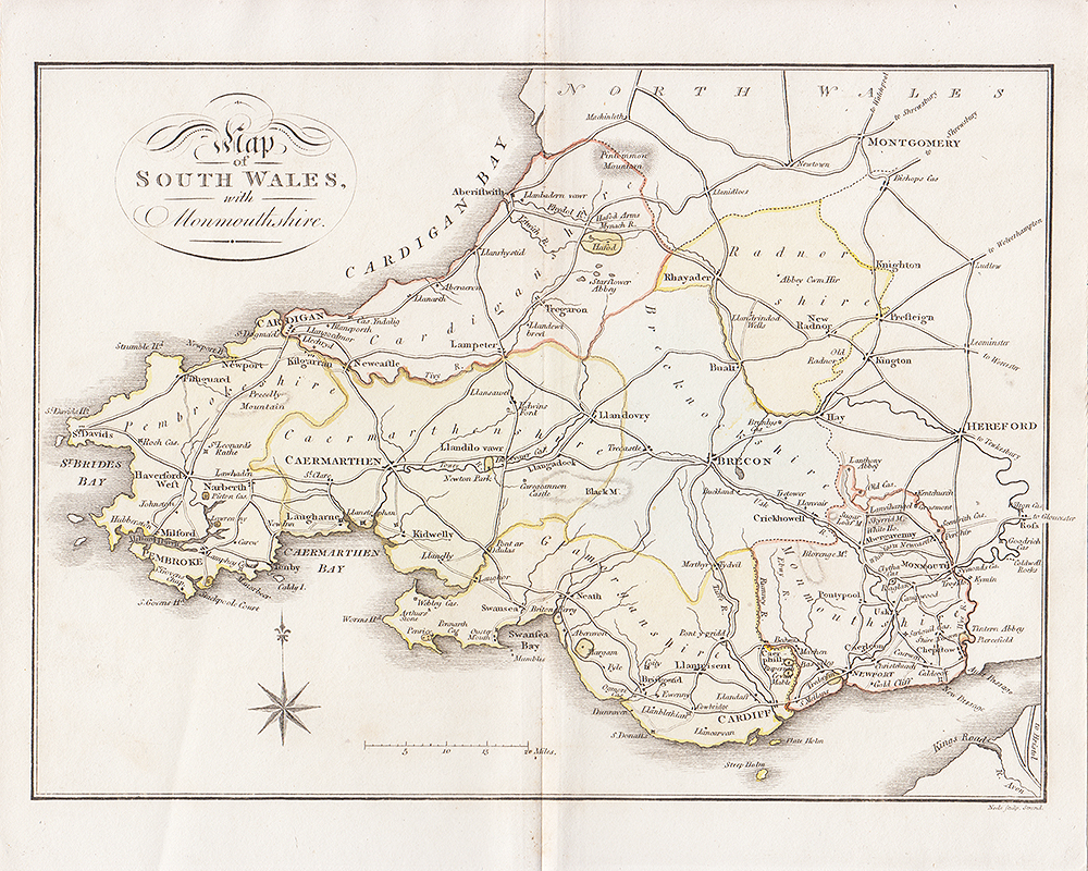 Map of South Wales with Monmouthshire