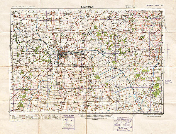 Lincoln  -  Ordnance Survey of England and Wales  England Sheet 47