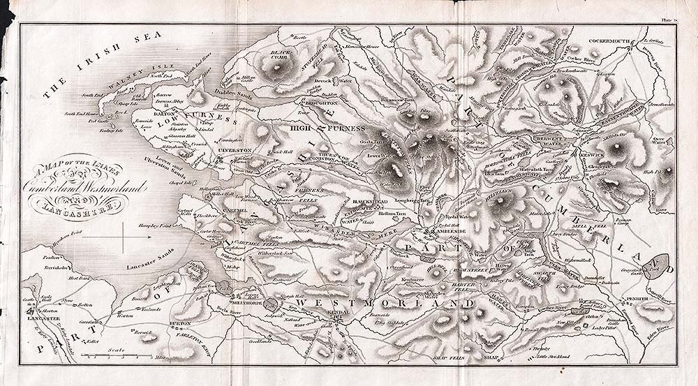 A Map of the Lakes of Cumberland Westmorland and Lancashire