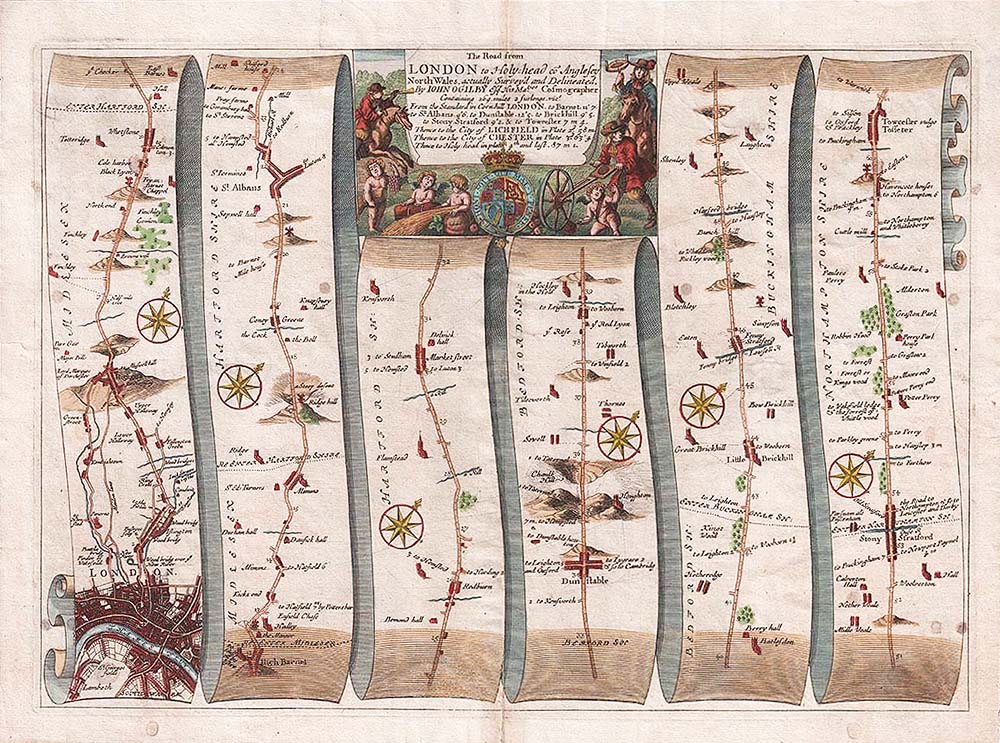 A Complete set of the roads from London to Holyhead.  (View the four maps here)