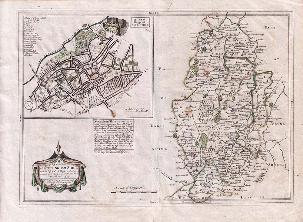 H. Overton - A New Map of Nottingham-Shire....