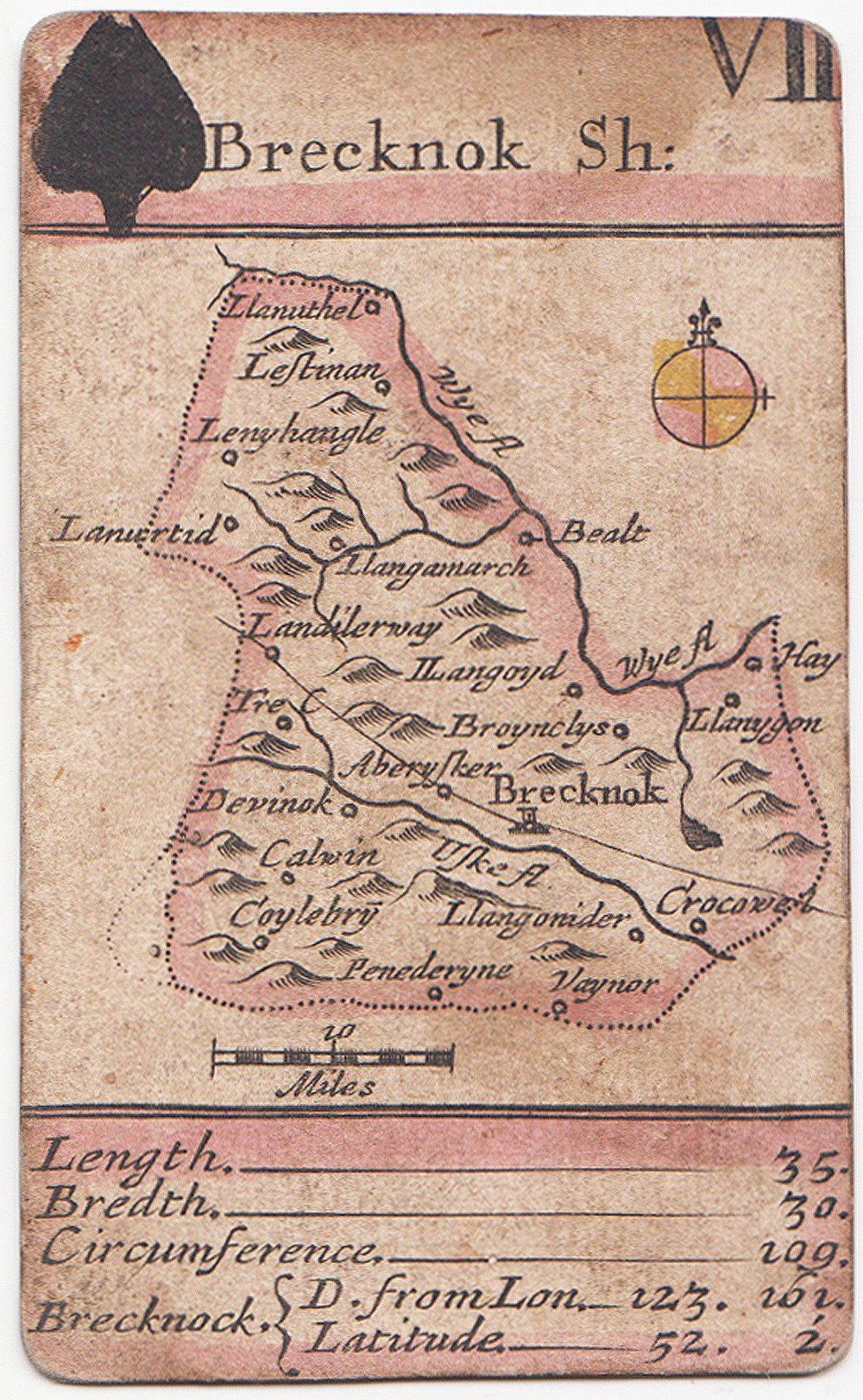 Playing Card Map - Robert Morden Breconshire