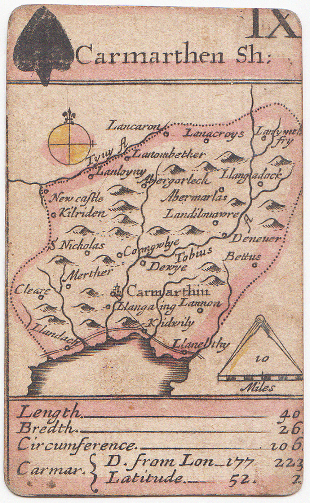 Playing Card Map - Robert Morden Carmarthenshire