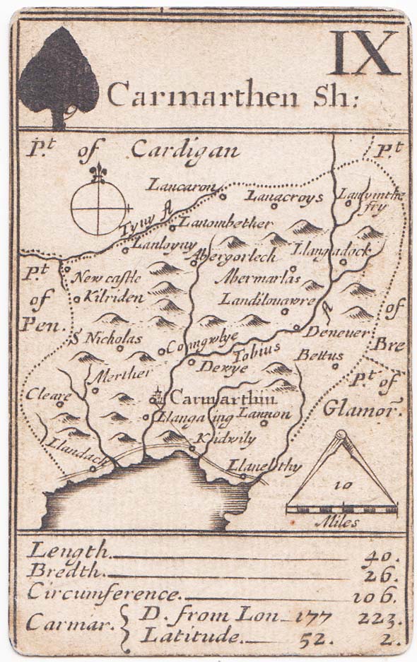 Playing Card Map  -  Robert Morden Carmarthenshire