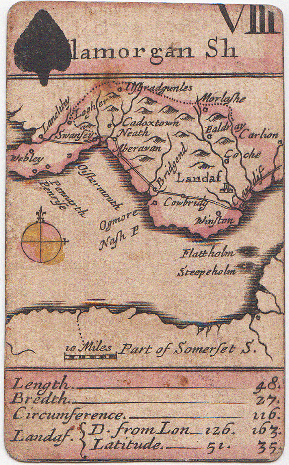 Playing Card Map - Glamorganshire III