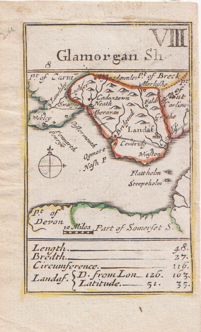 Playing Card Map - Robert Morden  Glamorganshire  VIII