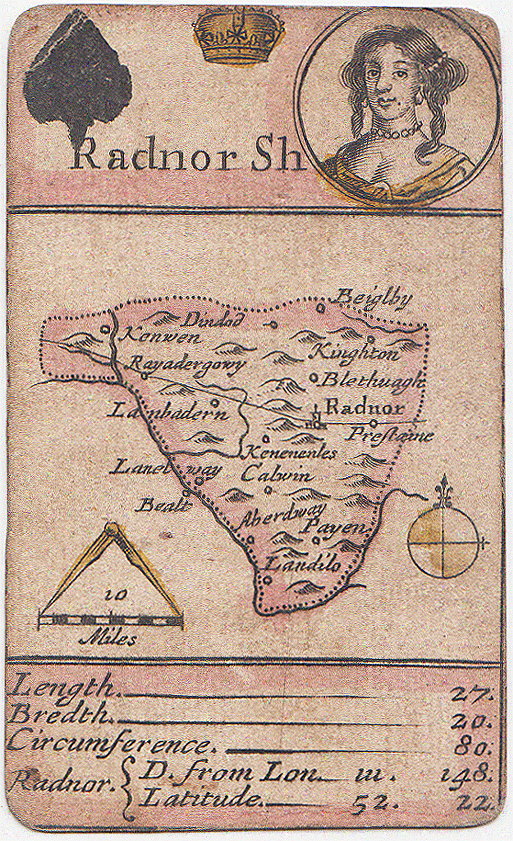 Playing Card Map - Robert Morden Radnorshire