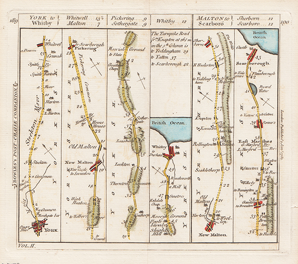 Carington Bowles - York to Whitby and Malton to Scarborough