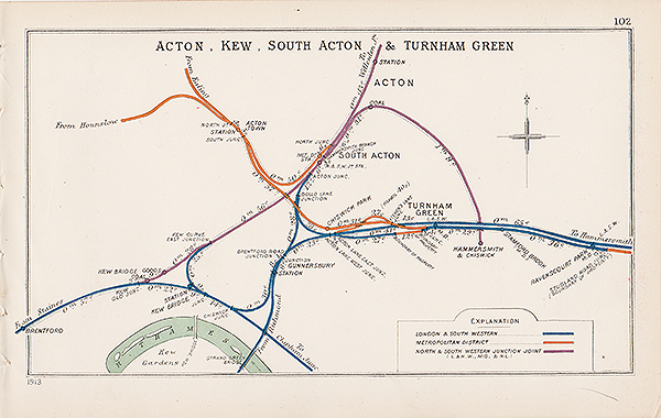 Pre Grouping railway junction around Acton Kew South Acton & Turnham Green