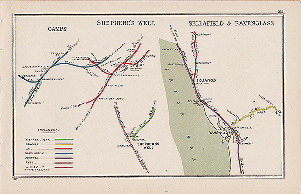 Pre Grouping railway junction around Camps Shepherds Well Sellafield & Ravenglass