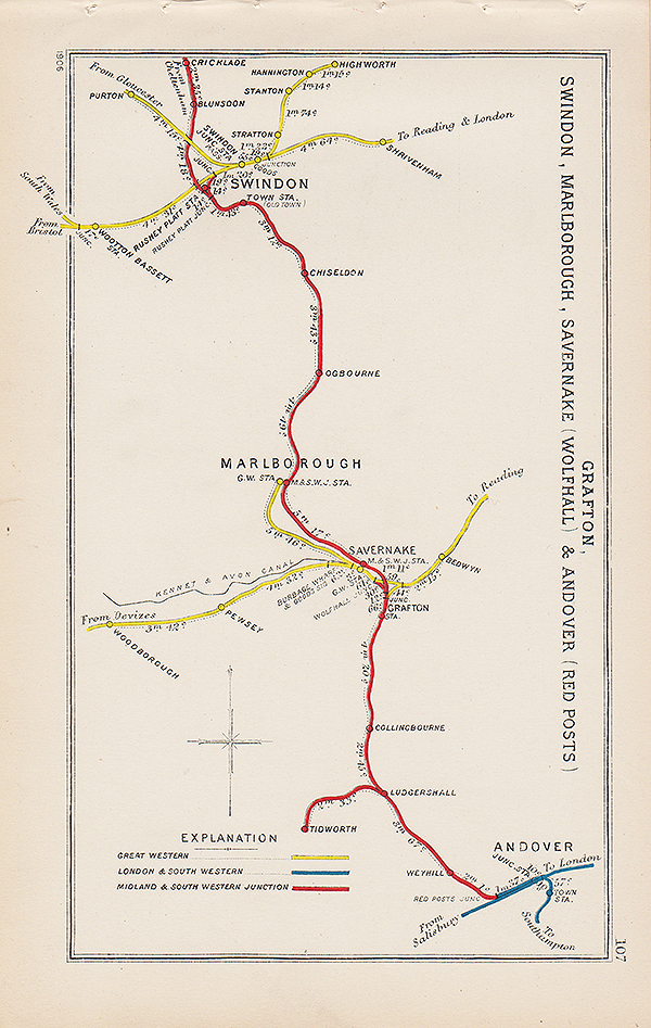 Pre Grouping railway junction around Grafton Swindon Marlborough Savernake Wolfhall & Andover Red Posts 