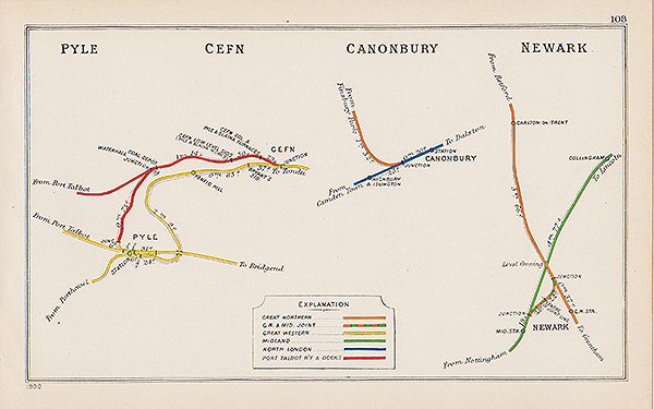 Pre Grouping railway junction around Pyle Cefn Canonbury and Newark