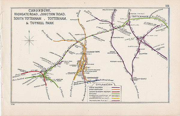 Pre Grouping railway junction around Canonbury Highgate Road Junction Road South Tottenham Tottenham & Tufnell Park