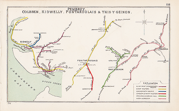 Pre Grouping railway junction around Pembrey Colbren Kidwelly Pontardulais & Ynis-y-Geinon