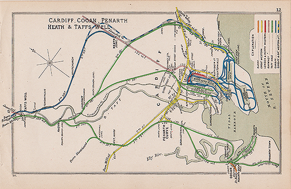 Pre Grouping railway junction around Cardiff Cogan Penarth Heath & Taffs Well