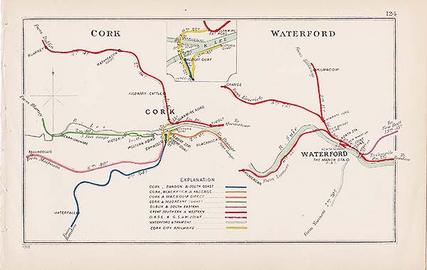 Pre Grouping railway junction around Cork and Waterford