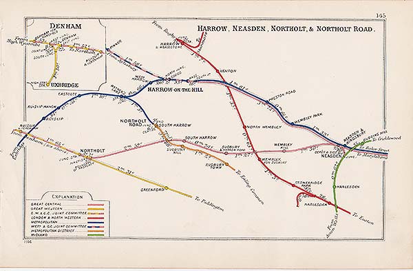 Pre Grouping railway junction around Denham Harrow Neasdenm Northolt & Northolt Road