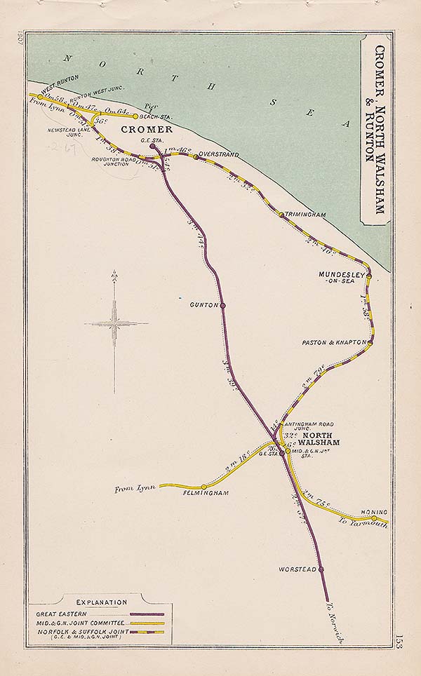 Pre Grouping railway junction around Cromer North Walsham & Runton