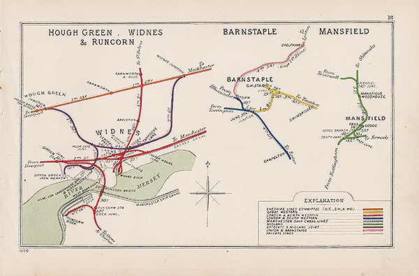 Pre Grouping railway junction around Hough Green Widnes & Runcorn and Barnstable and Mansfield