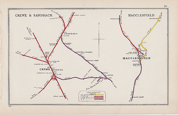 Pre Grouping railway junction around Crewe & Sandbach and Macclesfield 