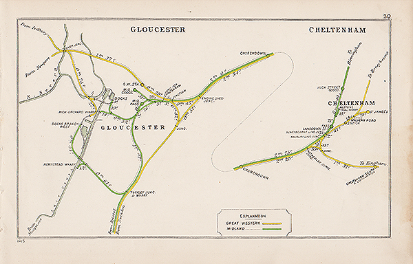 Pre Grouping railway junction around Gloucester and Cheltenham