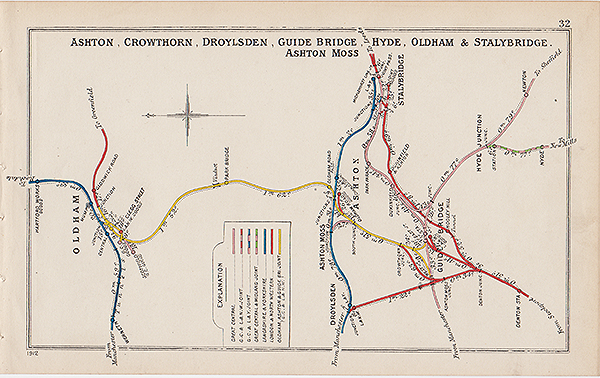 Pre Grouping railway junction around Ashton Crowthorn Droylsden Guide Brisge Hyde Oldham & Stalybridge