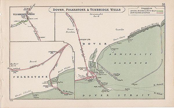 Pre Grouping railway junction around Dover Folkestone & Tunbridge Wells