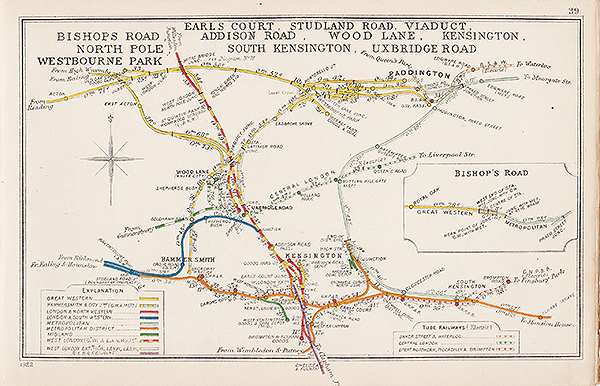 Pre Grouping railway junction around Earls Court Studland Road Addison Road Hammersmith Kensington South Kensington Uxbridge Road Bishops Road North Pole and Westbourne Park