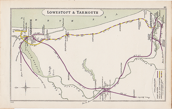 Pre Grouping railway junction around Lowestoft & Yarmouth 