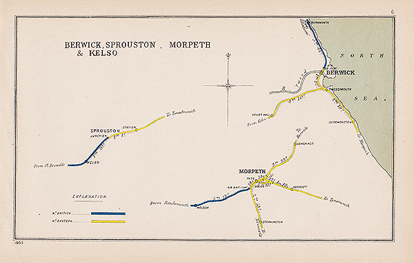 Pre Grouping railway junction around Berwick Sprouston Morpeth & Kelso