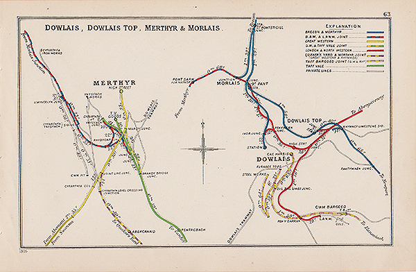 Pre Grouping railway junction around Dowlais Dowlais Top Merthyr & Morlais