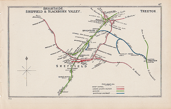 Pre Grouping railway junction around Brightside Sheffield & Blackburn Valley and Treeton