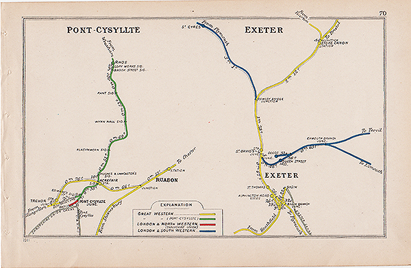 Pre Grouping railway junction around Pont-Cysyllte and Exeter