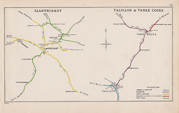 Pre Grouping railway junction around Llantrisant Talyllyn & Three Cocks