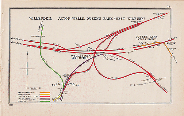 Pre Grouping railway junction around Willesden Acton Wells Queen's Park West Kilburn