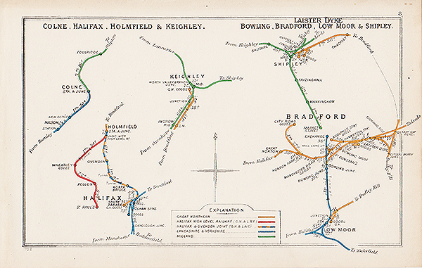 Pre Grouping railway junction around Colne Halifax Holmfield & Keighley and Laister Dyke Bowling Bradford Low Moor & Shipley