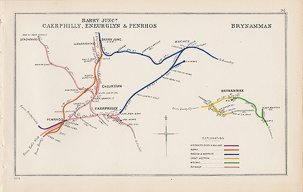 Pre Grouping railway junction around Barry Juncn Caerphilly Eneur Glyn & Penrhos and Brynamman