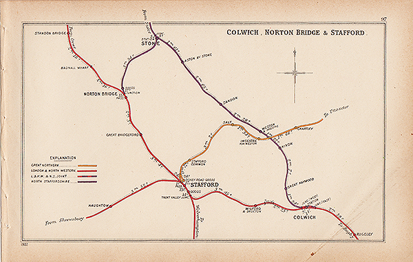 Pre Grouping railway junction around Colwich Norton Bridge & Stafford