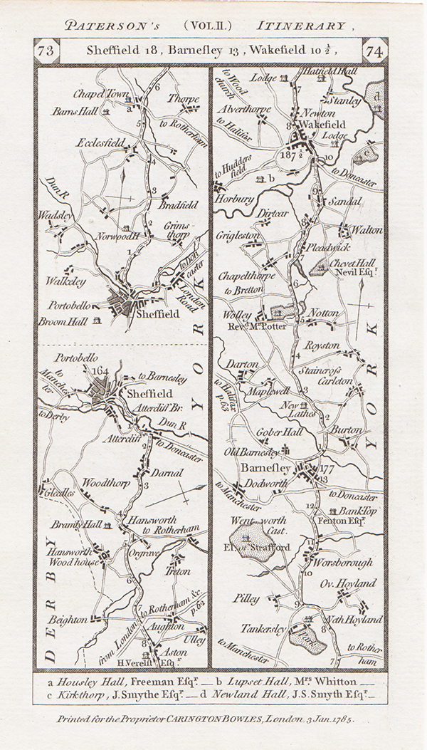 Road from Sheffield to Barnsley and to Wakefield
