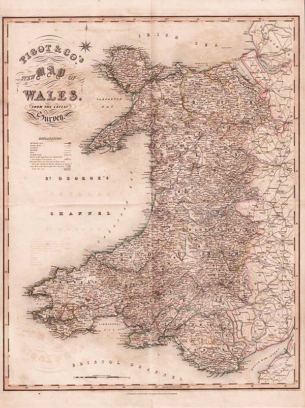 Pigot & Co's New Map of Wales from the latest Survey