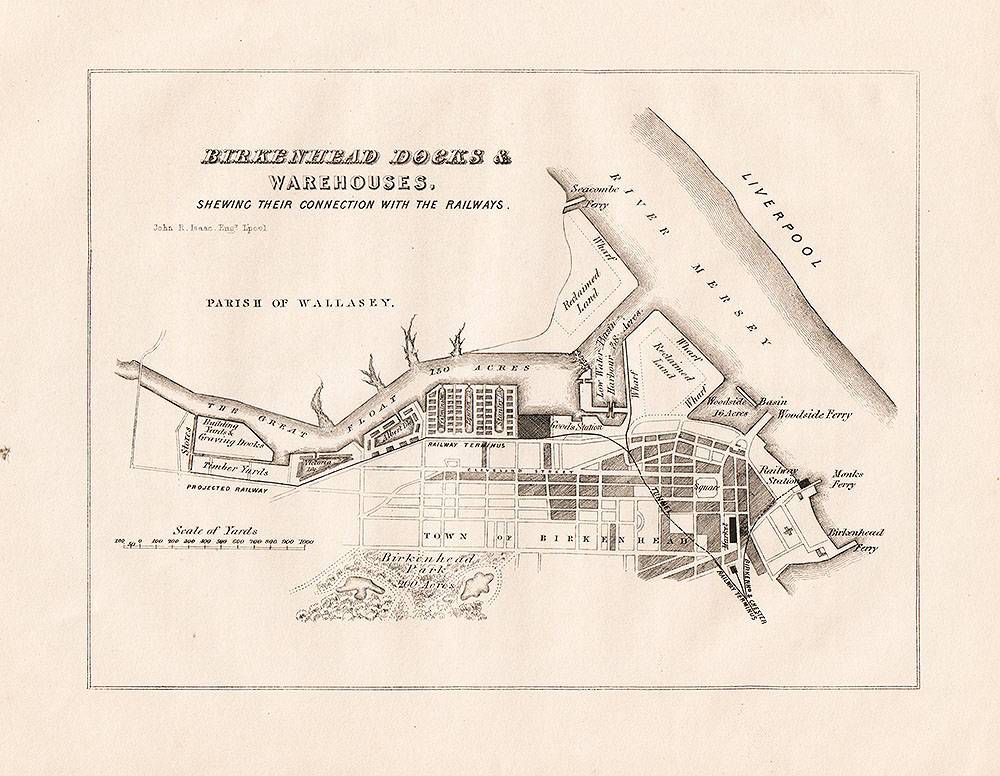 Birkenhead Docks and Warehouses, shewing their connection with the Railways.