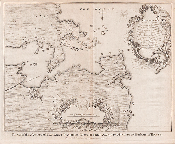 Plan of the Attack of Camaret Bay on the Coast of Bretagne thro which lies the Harbour of Brest 